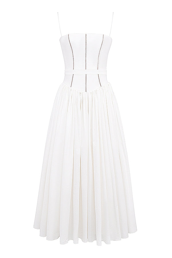 Ysabella-White Cotton Maxi Sundress