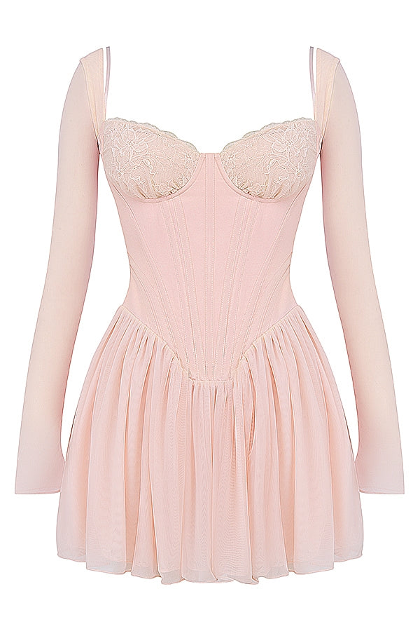 Vivi-Soft Peach Corset Mini Dress