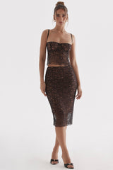 Yolanda-Black Lace Midi Skirt