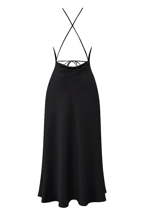 Zanab-Black Thigh Slit Maxi Dress