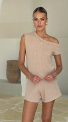 Robin Off Shoulder Top - Taupe