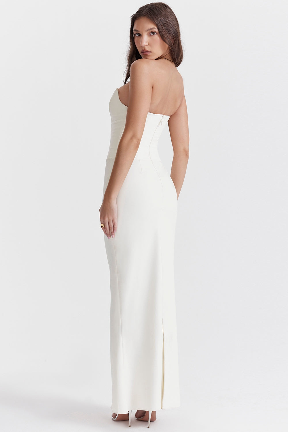 Tamara-Ivory Strapless Corset Dress
