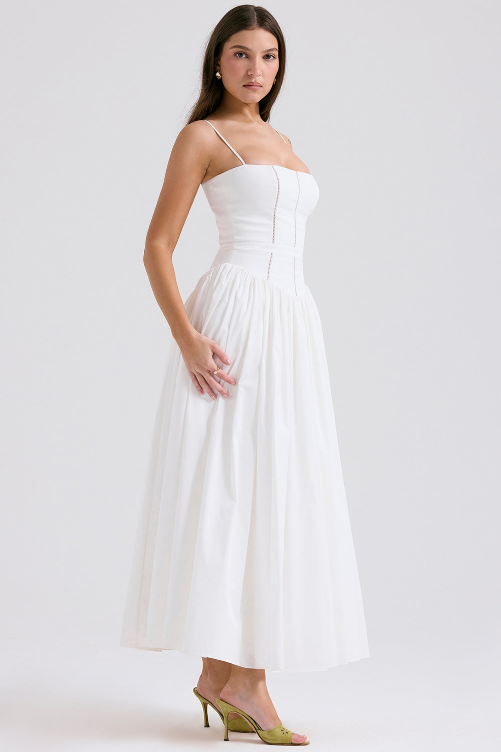 Ysabella-White Cotton Maxi Sundress