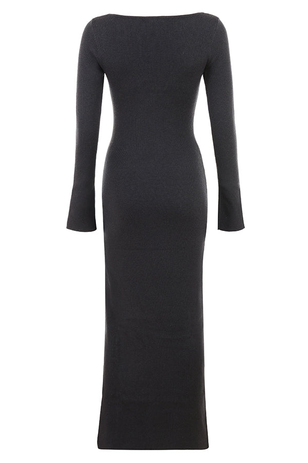 Tolani-Charcoal Cashmere Knit Maxi Dress - SALE