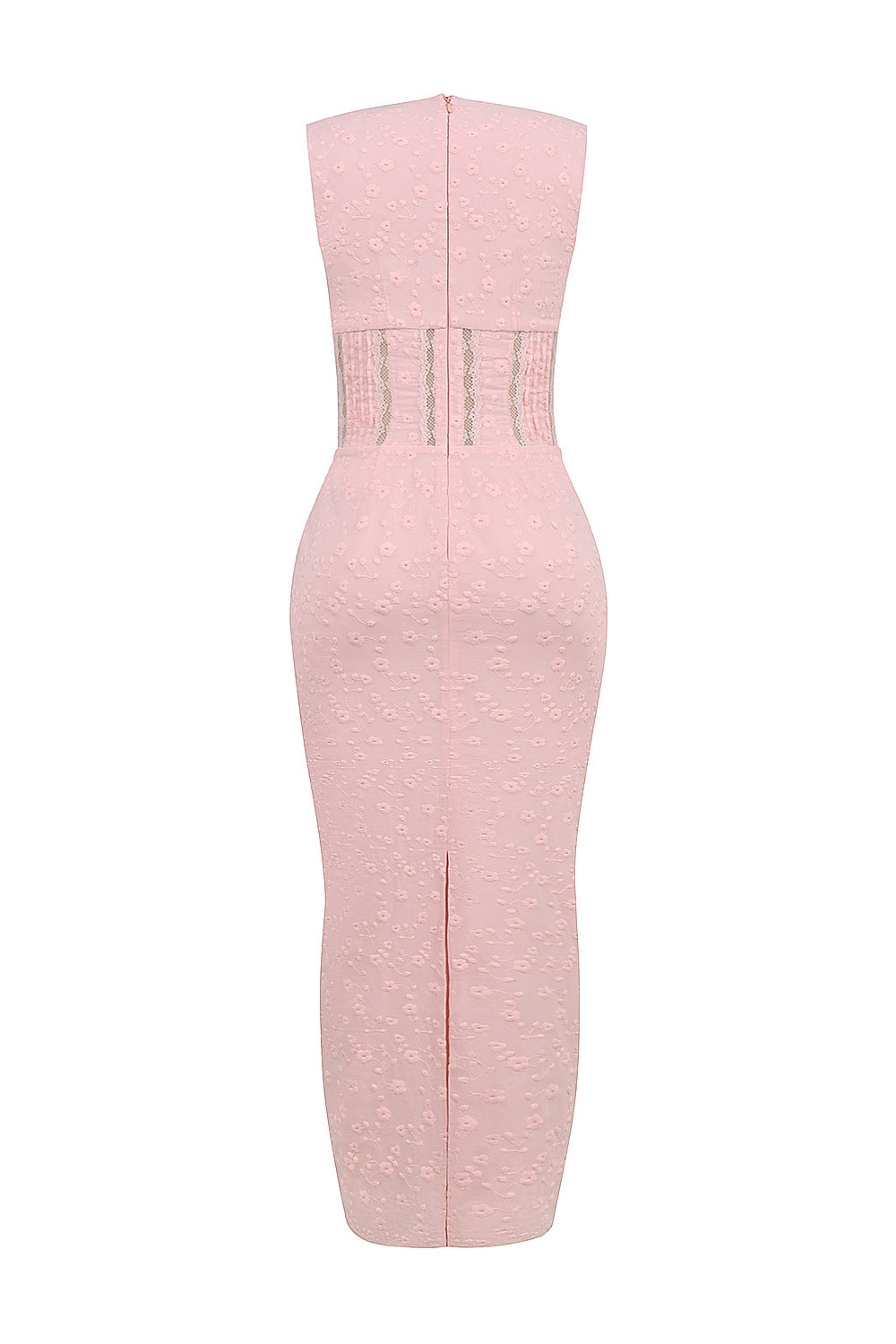 Sophina-Perfectly Pink Broderie Anglais Plunge Maxi Dress
