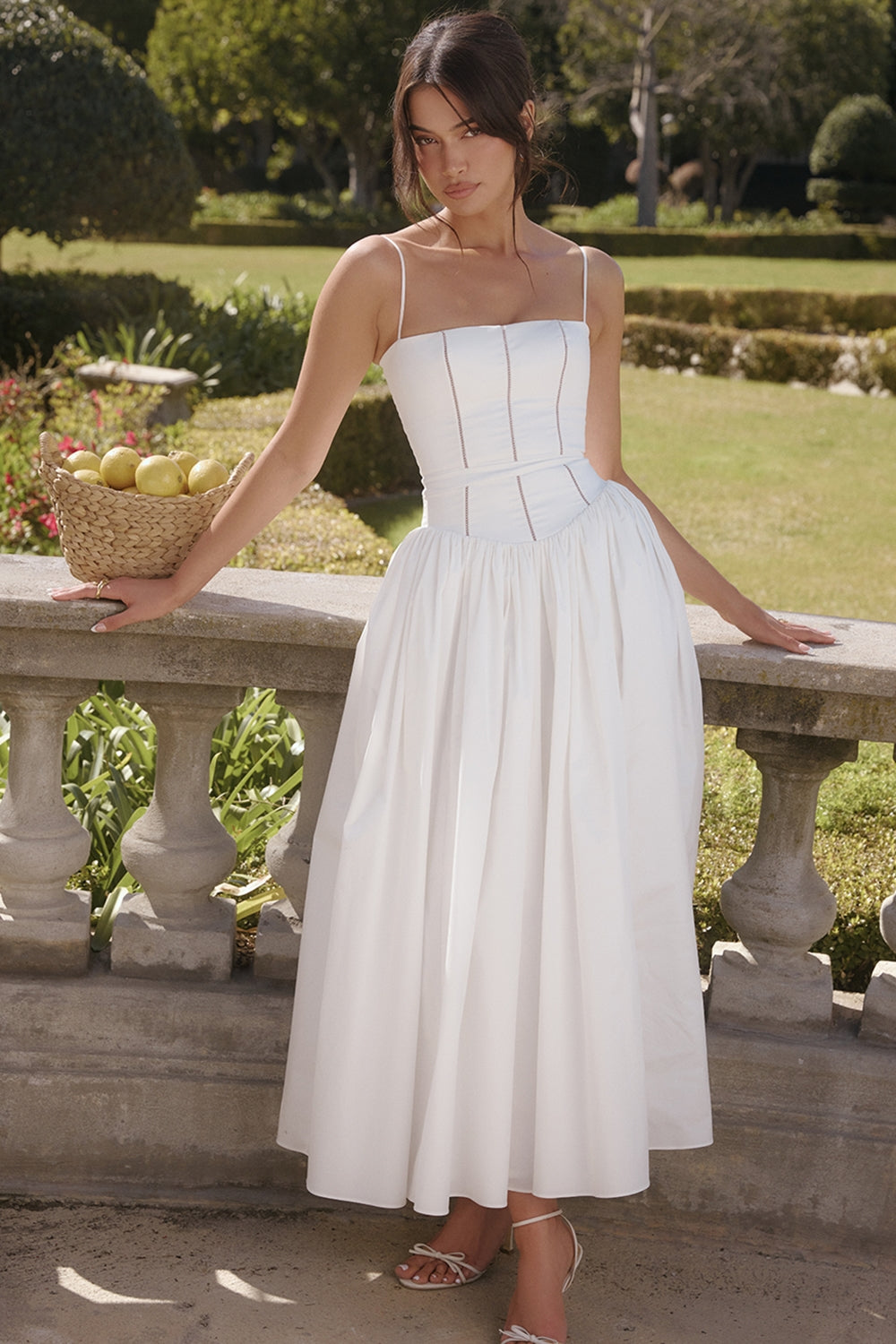 Ysabella-White Cotton Maxi Sundress