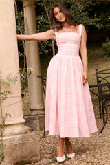 Vivien-Strawberry Shortcake Gingham Midi Sundress
