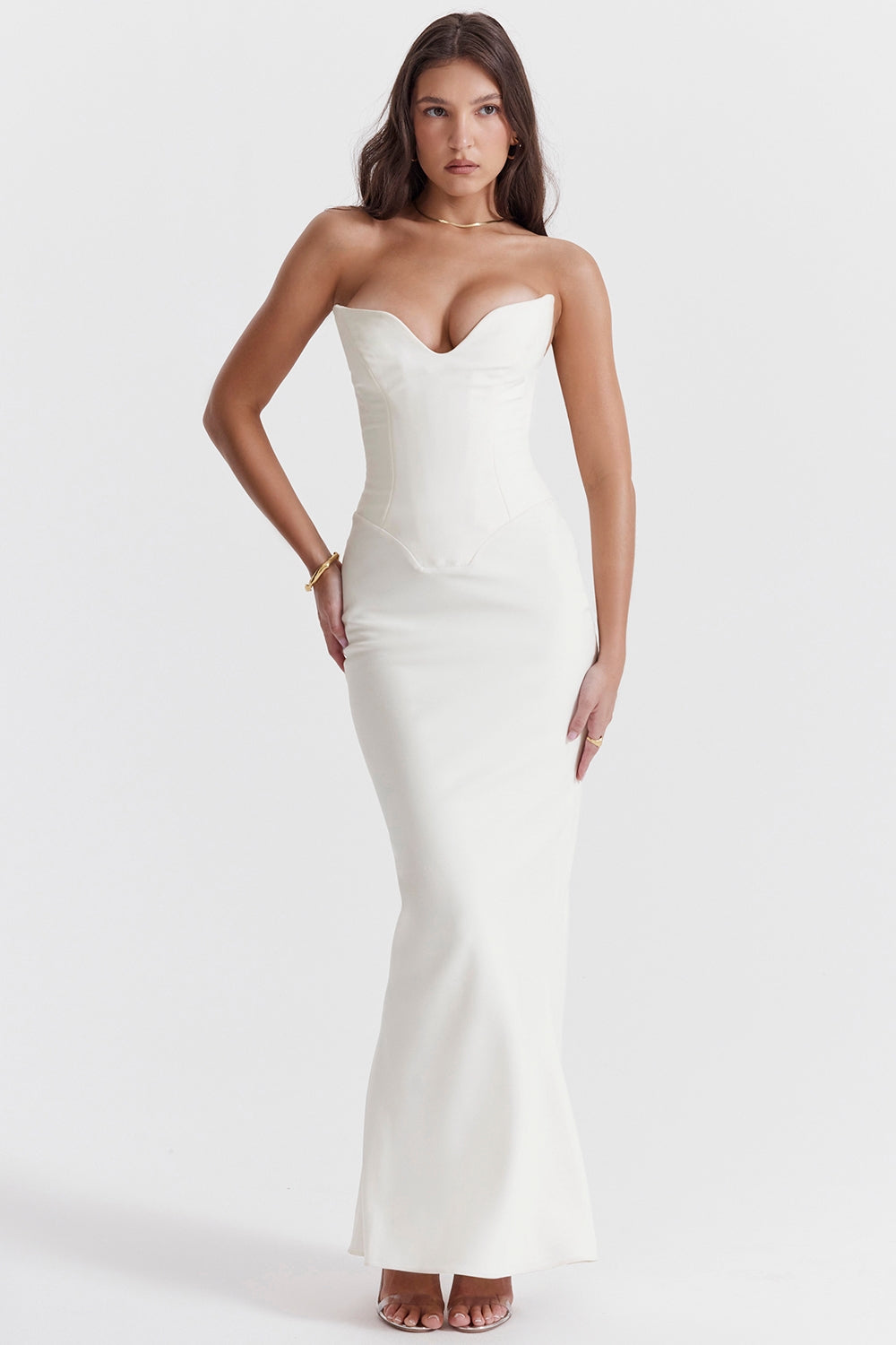 Tamara-Ivory Strapless Corset Dress