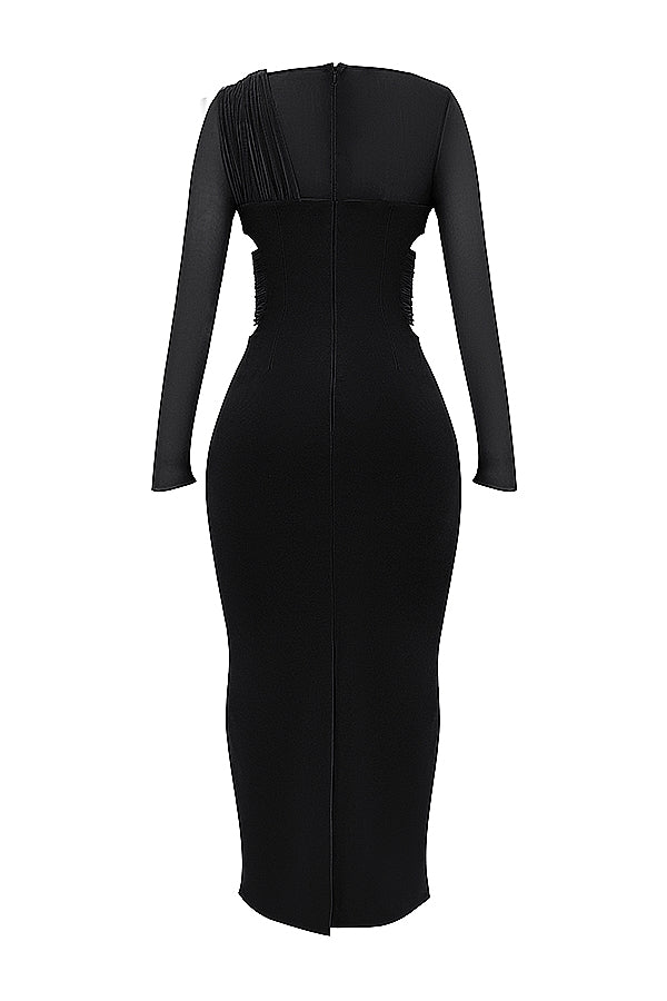 Zahra-Black Plunge Maxi Dress