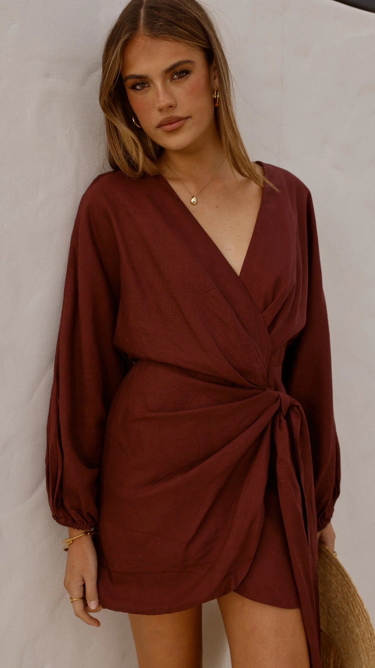 Myra Long Sleeve Mini Dress - Chocolate