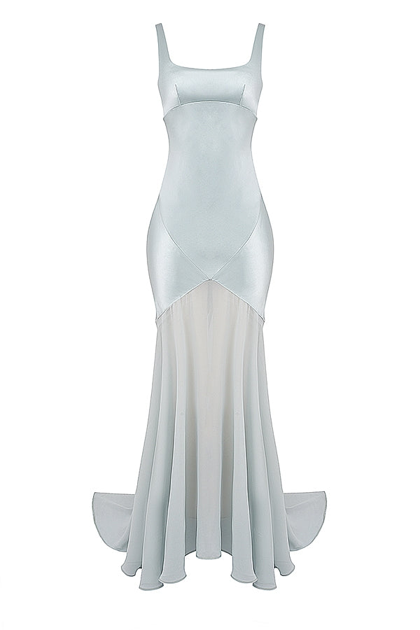 Vittoria-Pistachio Chiffon Floor Length Gown