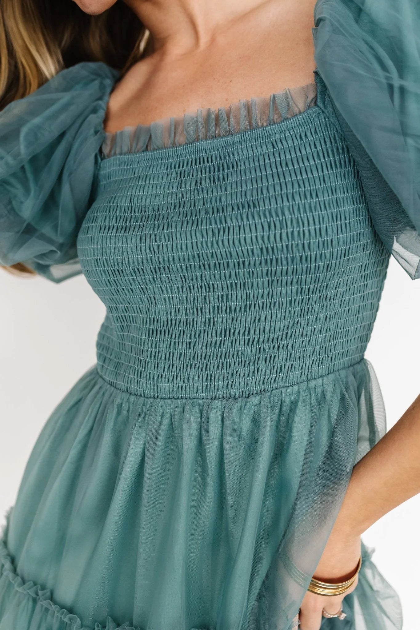 Liv Tulle Midi Dress | Eucalyptus