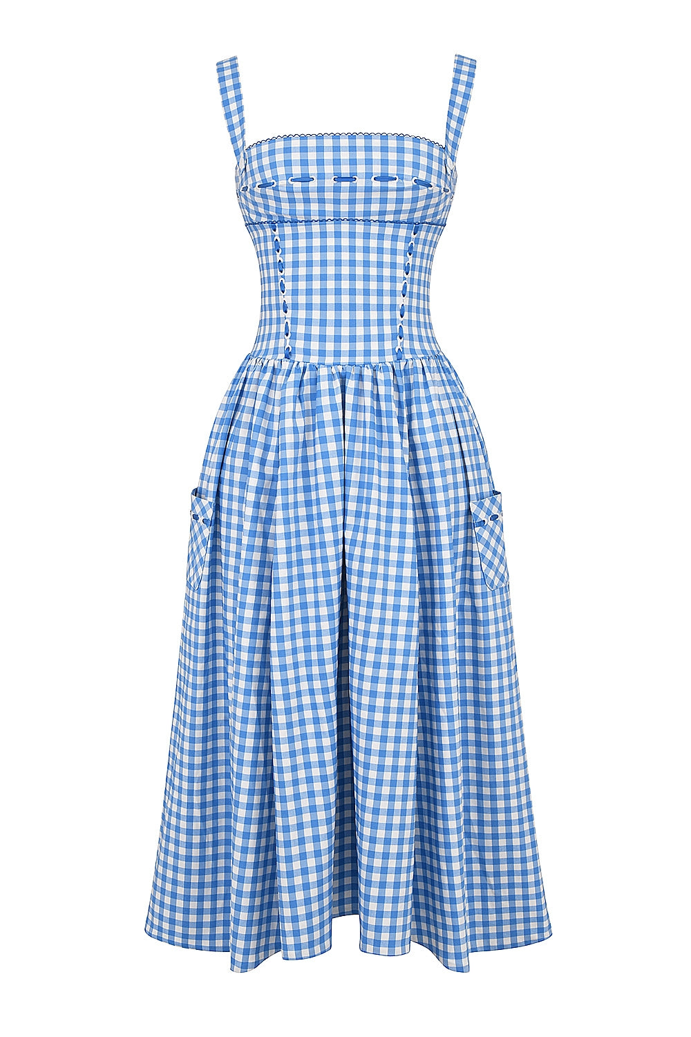 Vivien-Regatta Blue Gingham Midi Sundress