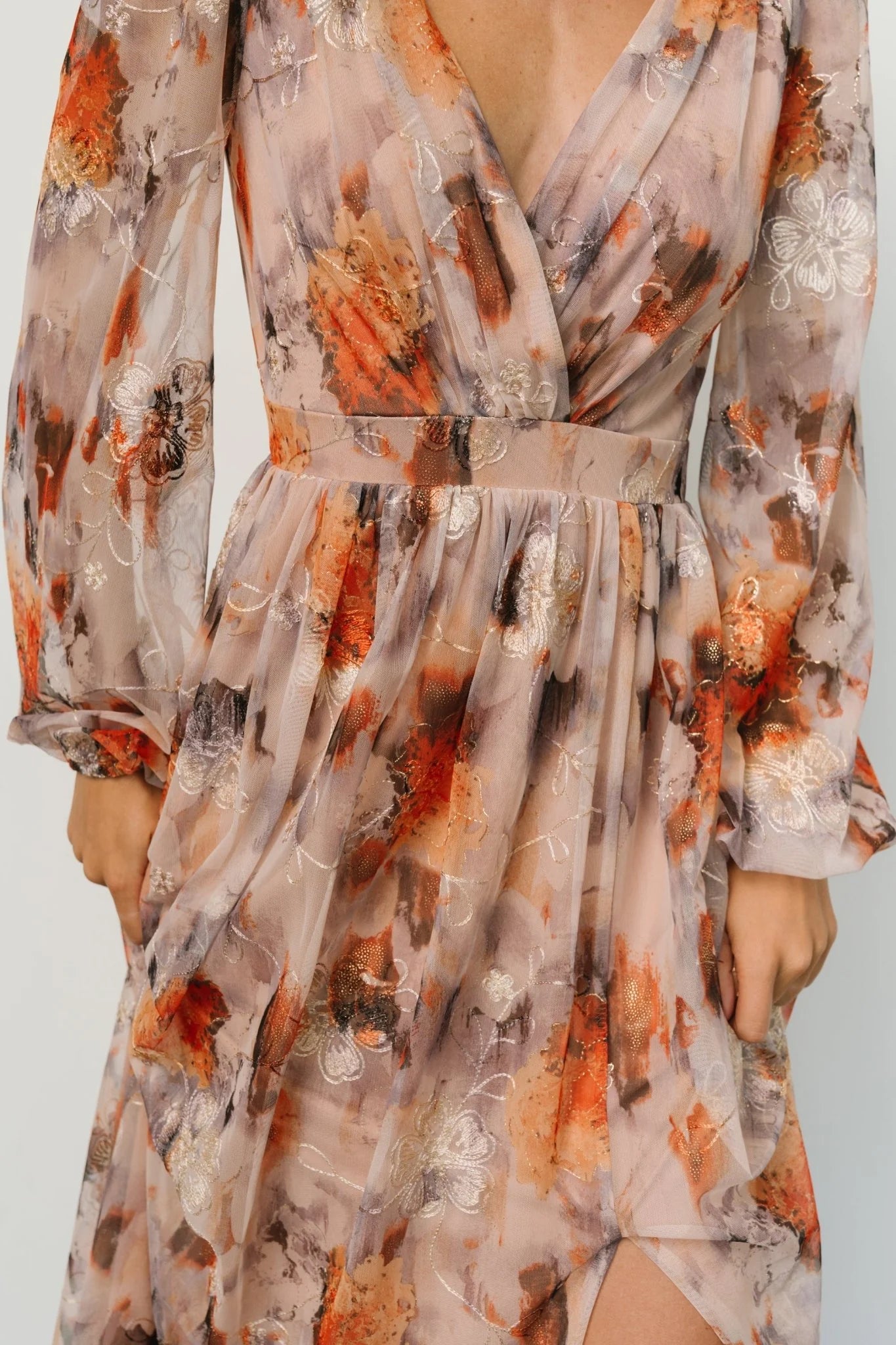 Helene Maxi Dress | Taupe Multi