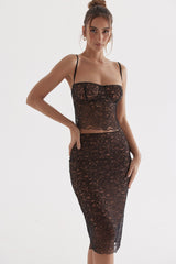 Yolanda-Black Lace Midi Skirt