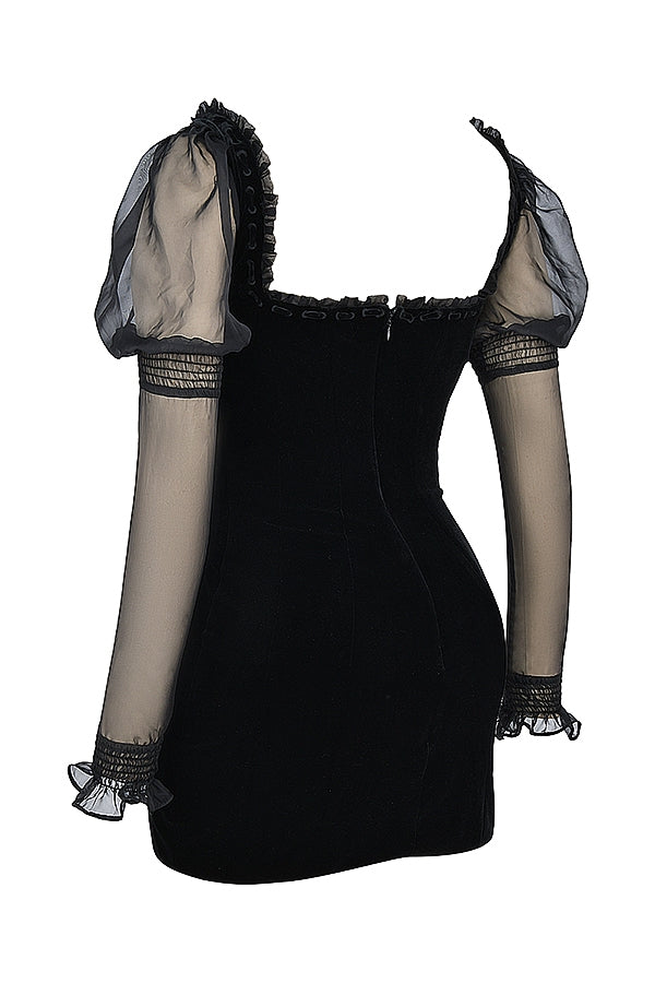 Syana-Black Velvet Mini Dress