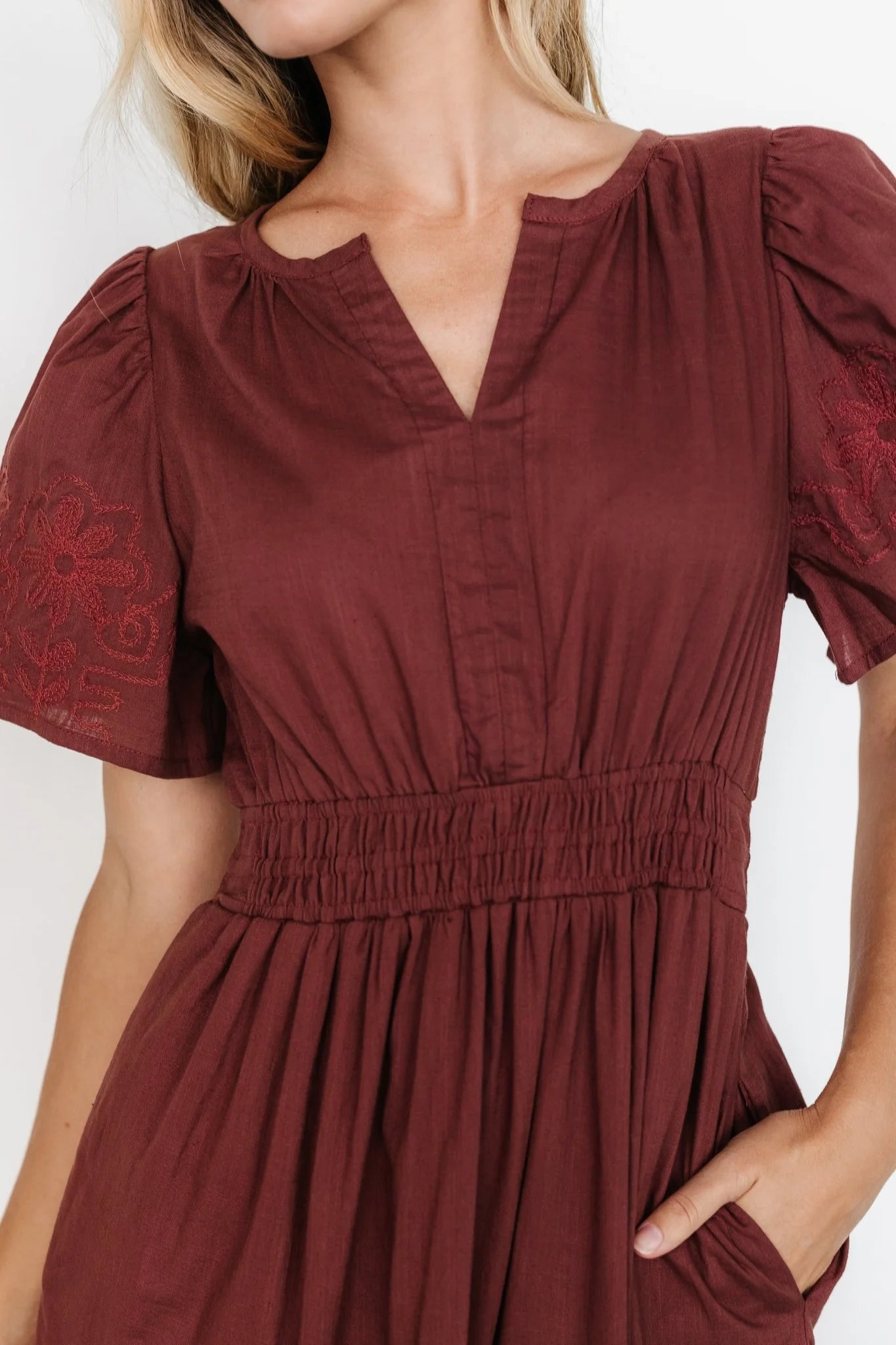 Kennedy Embroidered Maxi Dress | Marsala
