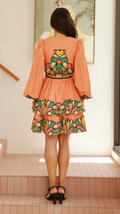 Portugal Long Sleeve Mini Dress - Melon