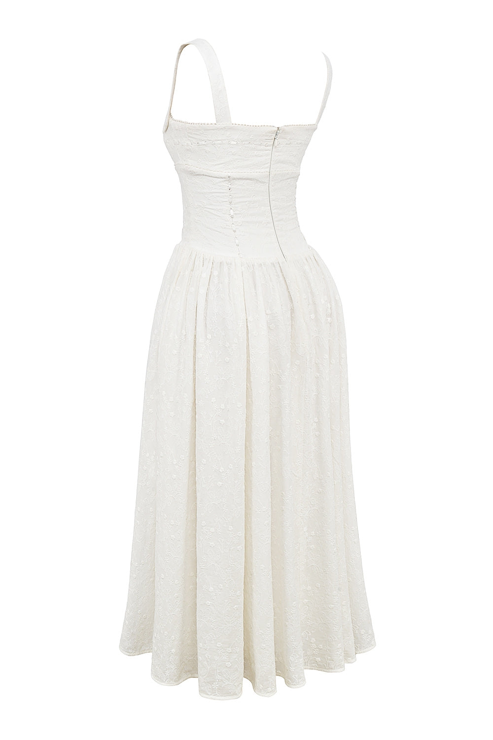 Vivien-White Broderie Anglais Midi Sundress
