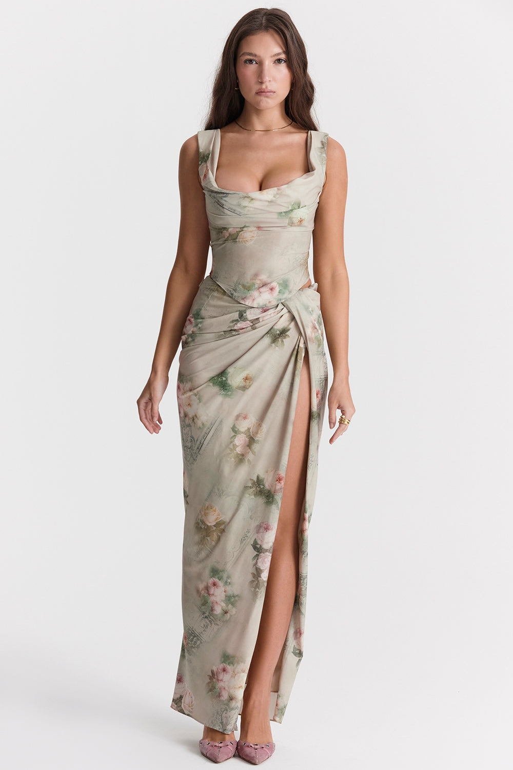 Vesper-Vintage Floral Maxi Skirt