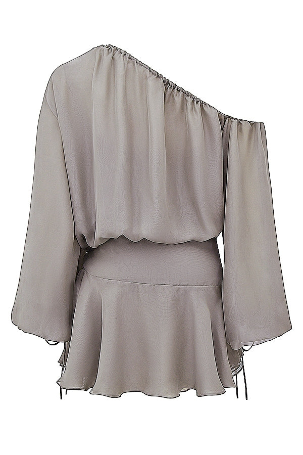 Wilhelmina-Ash Green Off Shoulder Dress