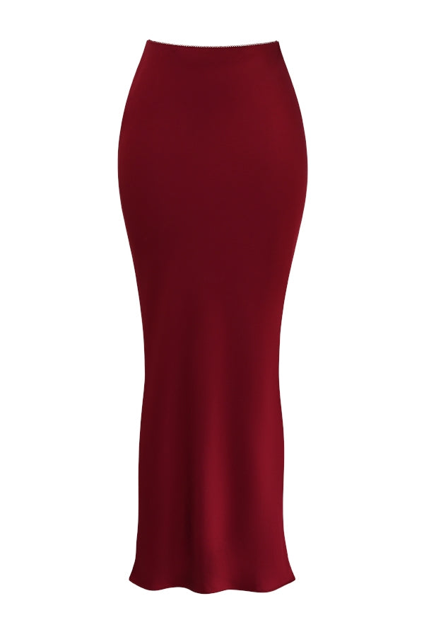 Sydel-Ruby Satin Bias Cut Maxi Skirt
