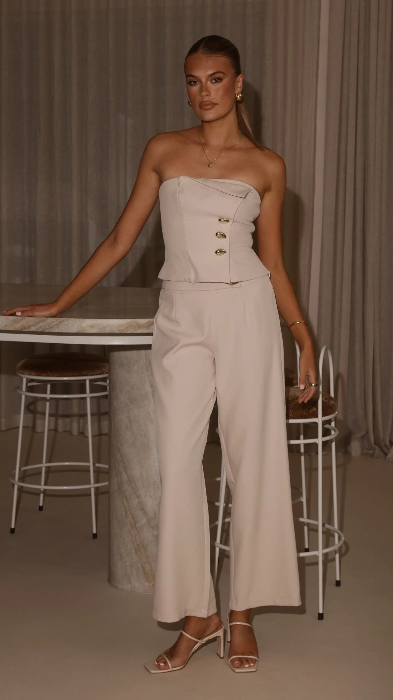 Payton Strapless Top - Beige