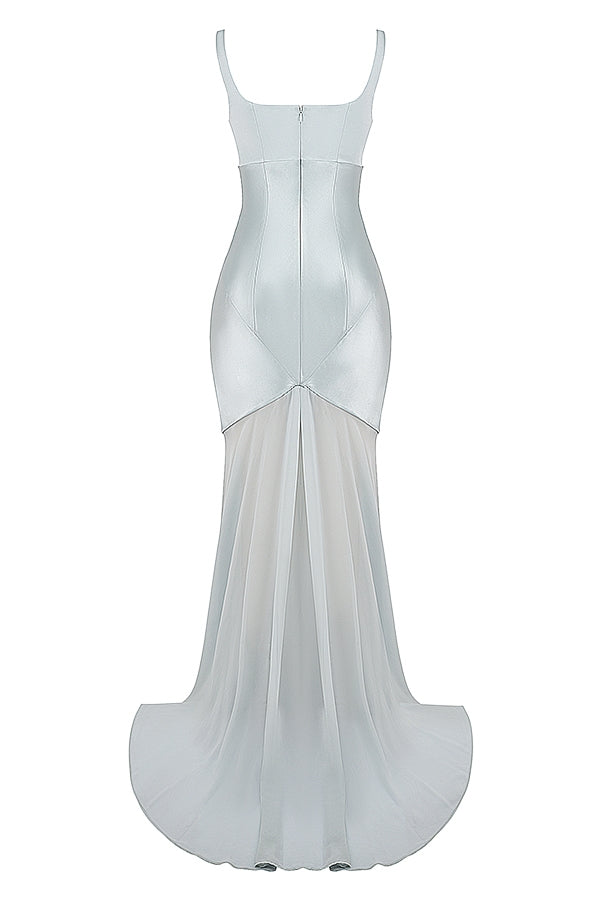 Vittoria-Pistachio Chiffon Floor Length Gown