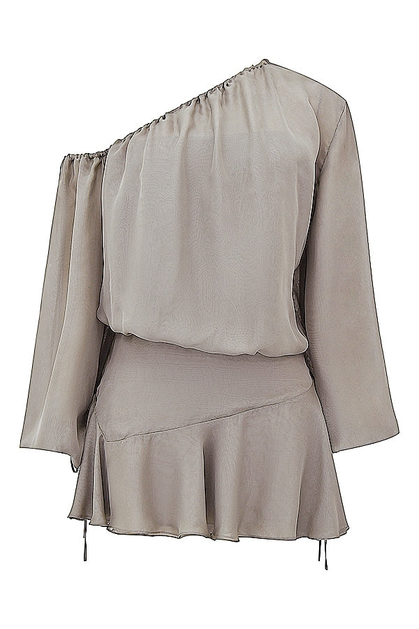 Wilhelmina-Ash Green Off Shoulder Dress
