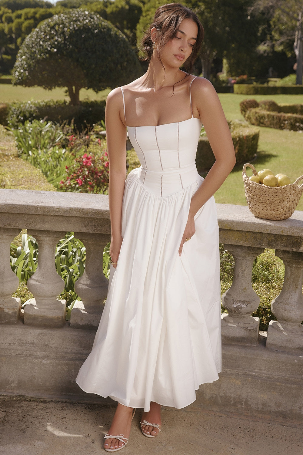 Ysabella-White Cotton Maxi Sundress