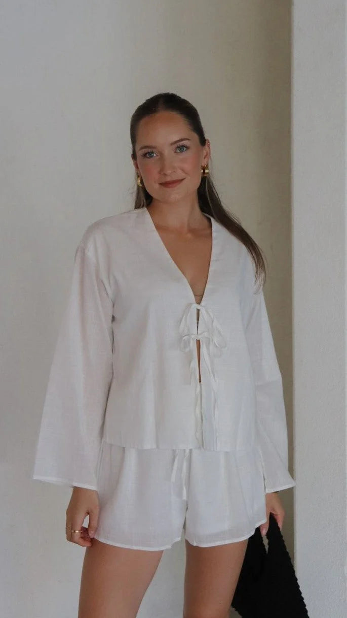 Iveena Top and Shorts Set - White