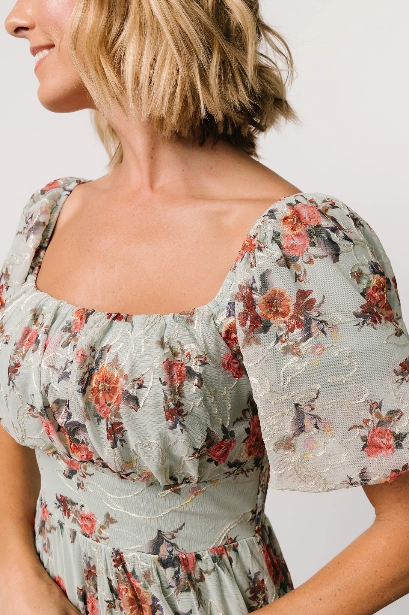 Annabeth Midi Dress | Eucalyptus Floral